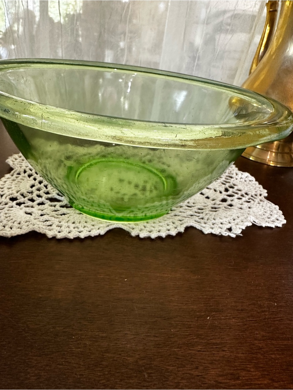 Uranium glass mixing bowl. Glows